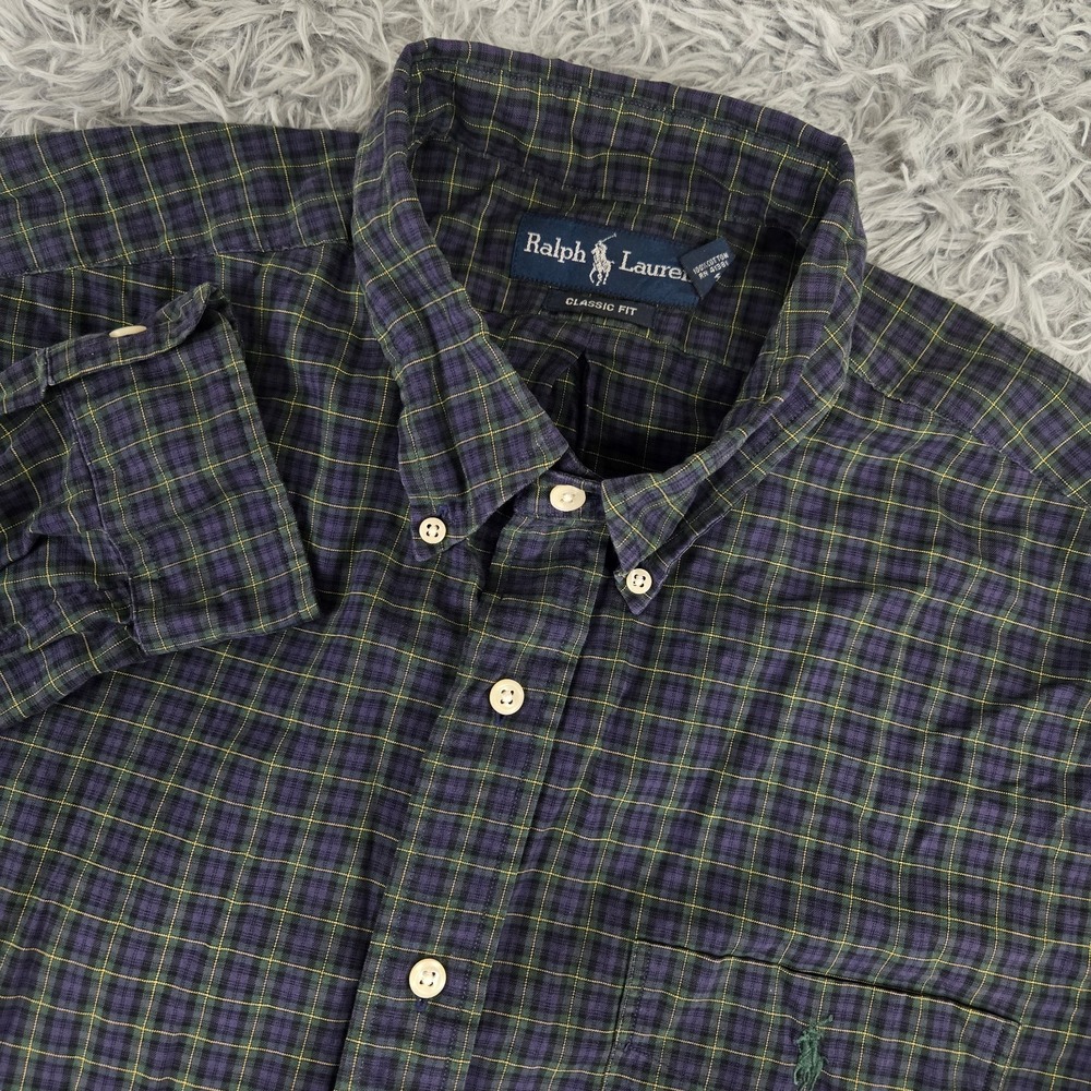 Ralph Lauren XL Multicolor Glen Check Plaid L/S Classic Fit Button Down Shirt